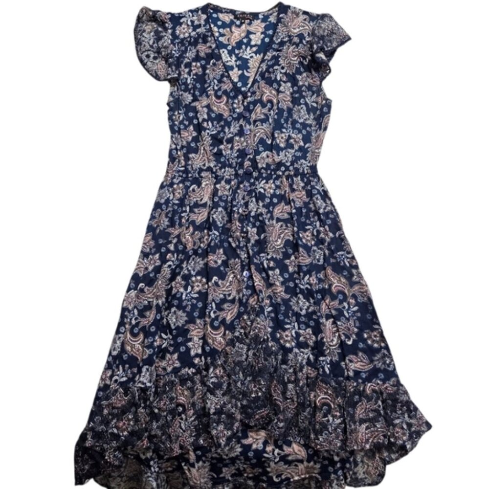 EN/KAY Boho Paisley High-Low Midi Dress Medium